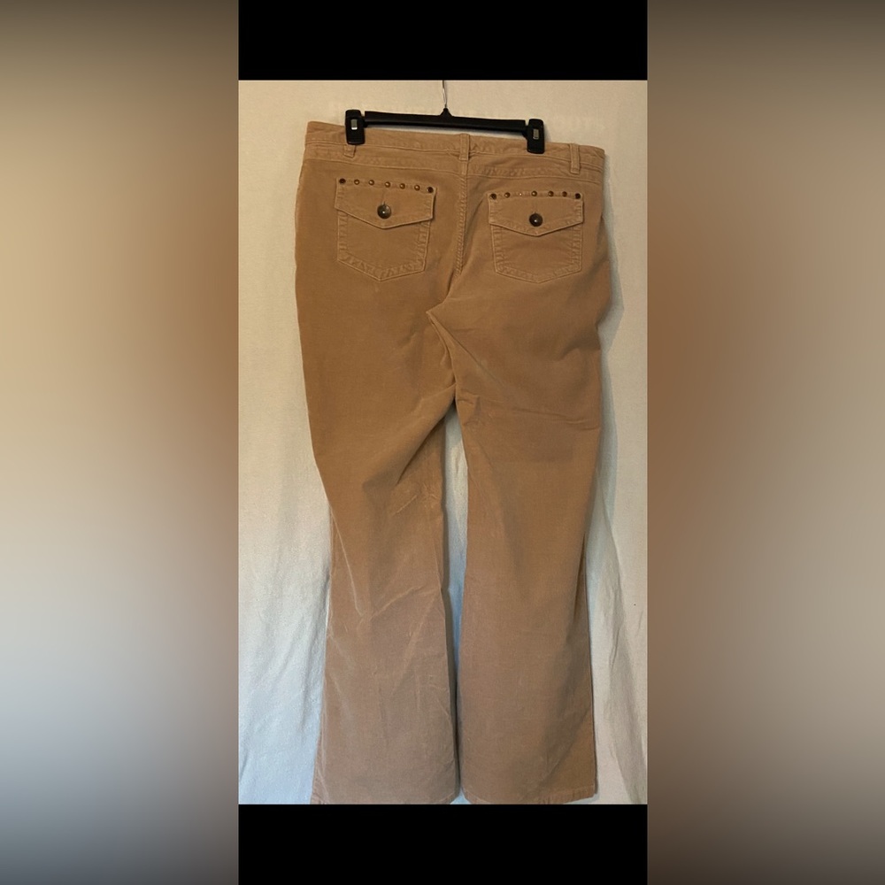 Corduroy Pants Camel Color Studs top of back pocket with Button - Picture 3 of 3